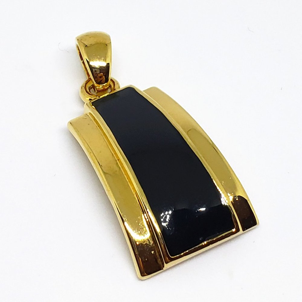 Retired Lia Sophia "REFINED" Gold  and Black Necklace Slide Pendant